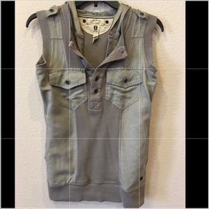 CONVERSE JOHN VARVATOS WOMEN HOODED SHIRT TOP 0 XS